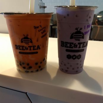 Bee & Tea - The orange colored when is Thai milk and then mine is coco taro - Bubble Tea Near Me - Montclair, California