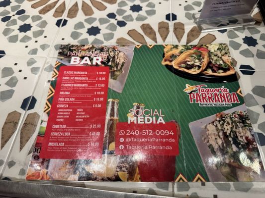 Menu photo 5 Taqueria Parranda Columbia, MD