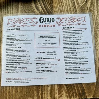 Curio - Menu - Bars Near Me - San Francisco, California