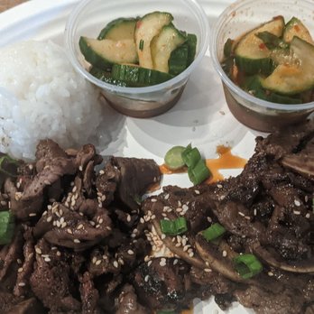 Hawaiian Style BBQ - Beef teriyaki and beef short ribs with a double order of cucumber kimchi and white rice. - Hawaiian Near Me - Augusta, Georgia Hawaiian Style BBQ - Beef teriyaki and beef short ribs with a double order of cucumber kimchi and white rice. - Hawaiian Near Me - Augusta, Georgia
