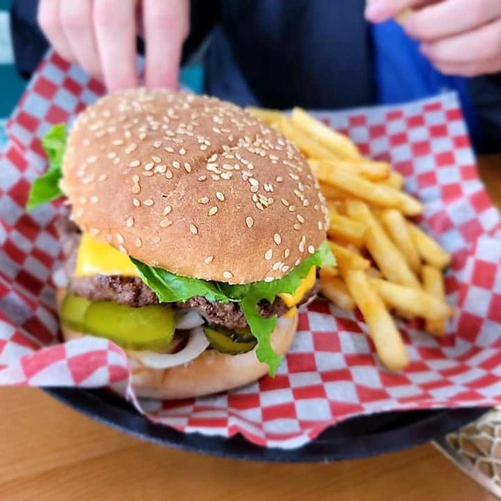 Gina's Sugar Shack - a hamburger and french fries - Burgers Near Me - Wildwood, Alberta Gina's Sugar Shack - a hamburger and french fries - Burgers Near Me - Wildwood, Alberta
