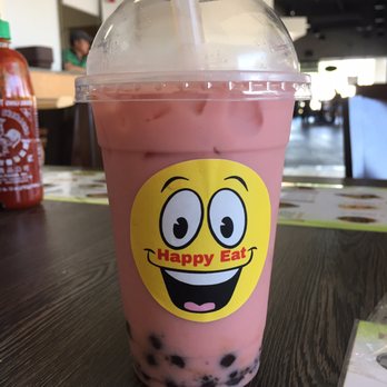 Happy Eats - This is the strawberry boba; it's sweet and the boba is on the softer side, but I don't mind. - Asian Fusion Near Me - Hanford, California