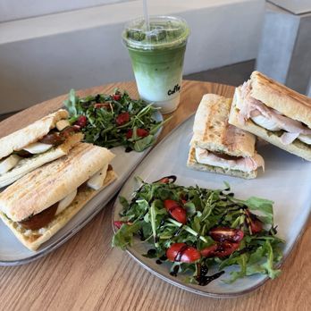 Coffee & Co - Strawberry Matcha Latte Vanilla Matcha Latte Turkey Panini Caprese Panini - Coffee & Tea Near Me - Los Angeles, California