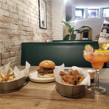 Crazy Good Kitchen - Bacon ranch fries, hot mess burger, chicken wings, and a frozen drink with Corona. - American Near Me - Boston, Massachusetts Crazy Good Kitchen - Bacon ranch fries, hot mess burger, chicken wings, and a frozen drink with Corona. - American Near Me - Boston, Massachusetts