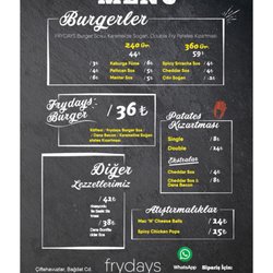 Frydays Cadde - Menü