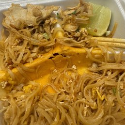 Pad Thai burnt through container. Pad Thai burnt through container.