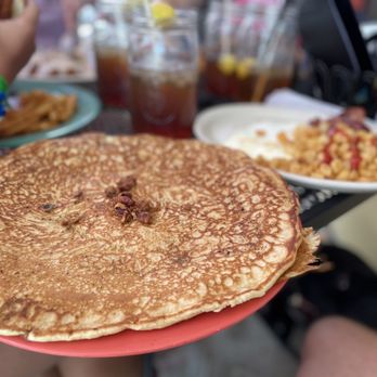 Maxine's Cafe & Bakery - Breakfast Platter with Pecan Praline Pancake - Breakfast & Brunch Near Me - Bastrop, Texas Maxine's Cafe & Bakery - Breakfast Platter with Pecan Praline Pancake - Breakfast & Brunch Near Me - Bastrop, Texas