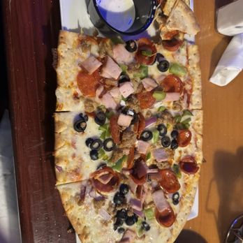 Soho Kitchen and Bar - The Works pizza with ham added on top, no mushrooms. - American Near Me - Sioux City, Iowa Soho Kitchen and Bar - The Works pizza with ham added on top, no mushrooms. - American Near Me - Sioux City, Iowa
