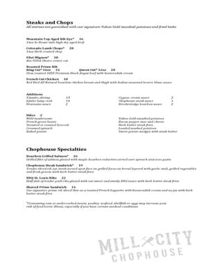 Menu photo 2 Mill City Chophouse and Bar Black Hawk, CO