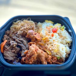 Galleria Supermarket - Hot food. Fried rice, pork bulgogi, beef bulgogi and japchae.
