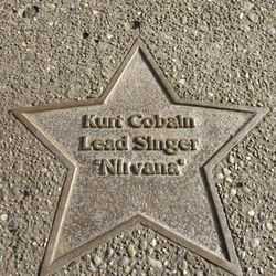 Downtown Aberdeen Walk of Fame - Kurt Cobain's star at the former location of Rosevear's Music Center where Cobain received his first electric guitar at the age of 14