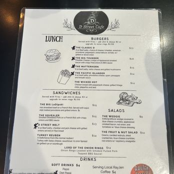 D Street Cafe - Lunch menu - Breakfast & Brunch Near Me - Coos Bay, Oregon D Street Cafe - Lunch menu - Breakfast & Brunch Near Me - Coos Bay, Oregon