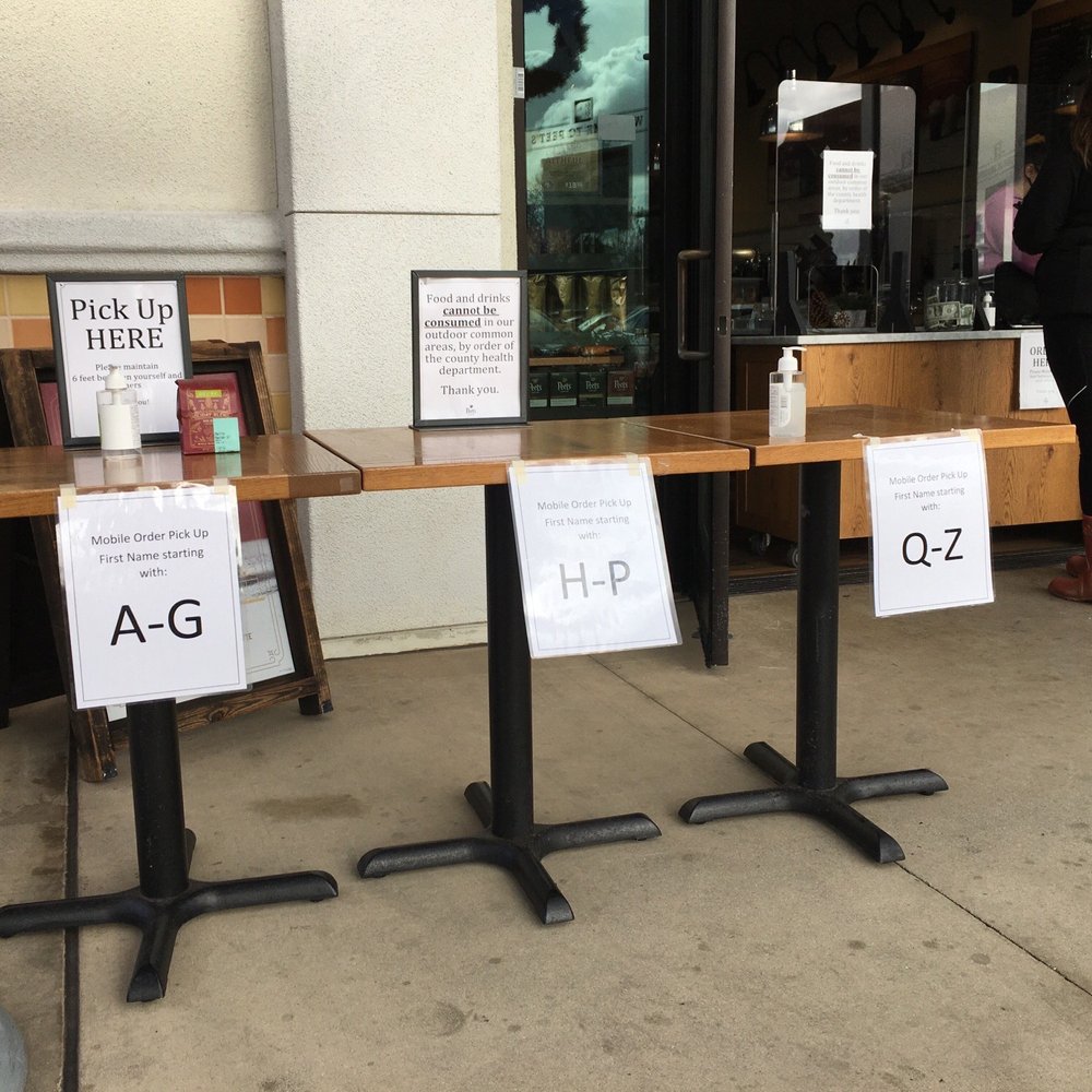 Peet's Coffee - Outside pickup during the Stay-at-home order - Coffee & Tea Near Me - Santa Clara, California