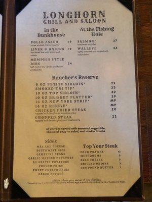 Menu photo 2 Longhorn Grill and Saloon Amado, AZ Menu photo 2 Longhorn Grill and Saloon Amado, AZ
