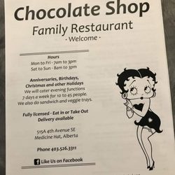 The Chocolate Shop - Menu