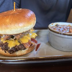 Cinder Bistro - Bootlegger Burger with yummy baked beans