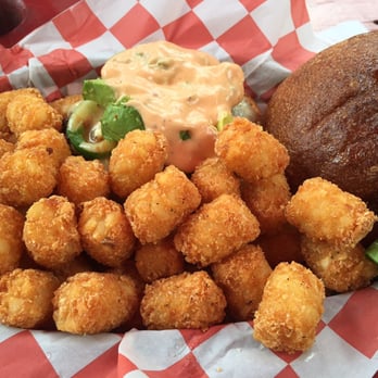 Duvall Tavern - Tavern Burger with a PILE of Tots. Ordered Medium & came out a little pink. Medium-Well next time - Bars Near Me - Duvall, Washington