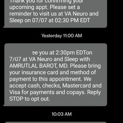 Virginia Neurology & Sleep Centers - appt confirmation