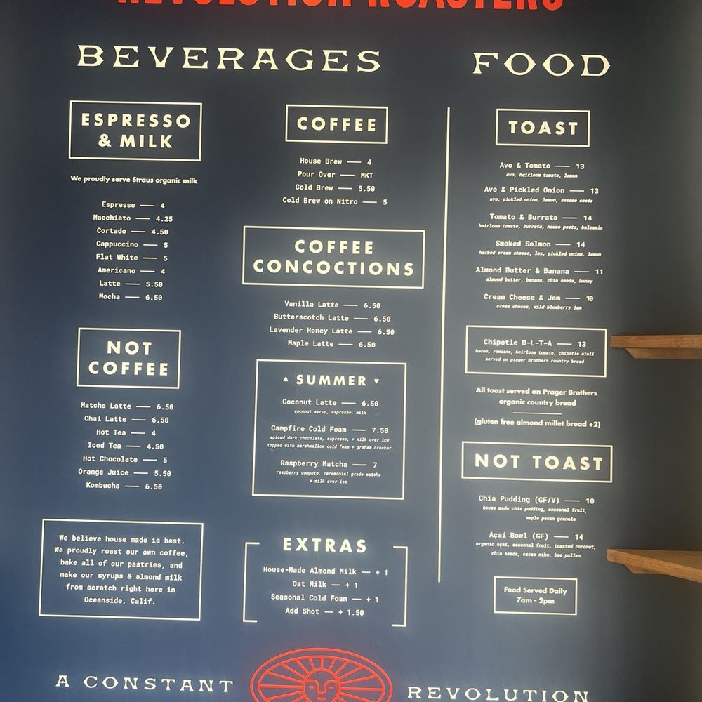 Revolution Roasters - Menu - Coffee & Tea Near Me - Oceanside, California Revolution Roasters - Menu - Coffee & Tea Near Me - Oceanside, California