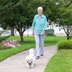German Centre - German Centre resident walking her dog.
