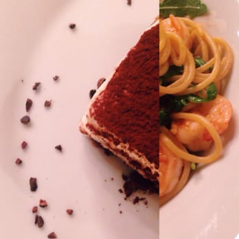 Pasta Fresca - Tiramisu on the left and spaghetti with prawns on the right. Both is my favorite. - Italian Near Me - Prague, Puerto Rico Pasta Fresca - Tiramisu on the left and spaghetti with prawns on the right. Both is my favorite. - Italian Near Me - Prague, Puerto Rico