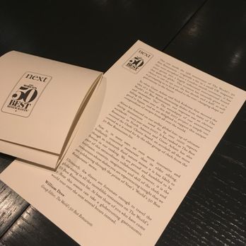 Next - Menu and Pamphlet - New American Near Me - Chicago, Illinois Next - Menu and Pamphlet - New American Near Me - Chicago, Illinois
