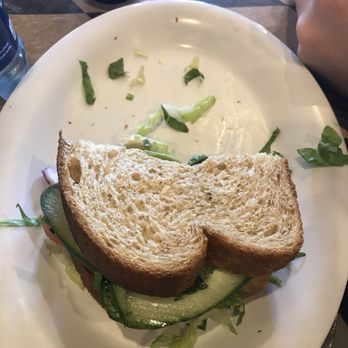 Sassy's Cafe & Bakery - After cheese was removed - clearly taken apart and put back together since there is lettuce all over the plate & the sandwich is disheveled - Bakeries Near Me - Mesa, Arizona