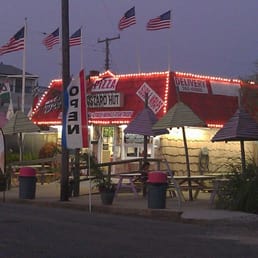a custard hut at night