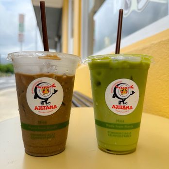 Ajitama - Coconut Hojicha Latte: Unfortunately, the Hojicha was very grainy. Lilikoi Matcha Latte: couldn't taste Lilikoi n' the matcha was bland. - Japanese Near Me - Honolulu, Hawaii