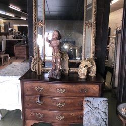 Maison De France Antiques - Antique chest and gilt mirror