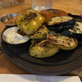 Fiorito - Parrillada de vegetales . seasonal grilled vegetables / blue cheese / tomato chimichurri - Argentine Near Me - Miami, Florida Fiorito - Parrillada de vegetales . seasonal grilled vegetables / blue cheese / tomato chimichurri - Argentine Near Me - Miami, Florida
