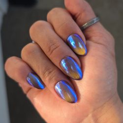 Royal nails & spa Upland - Cat eye brown with a people chrome on top