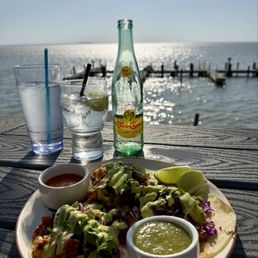 Shrimp tacos and Topo Chico! Shrimp tacos and Topo Chico!