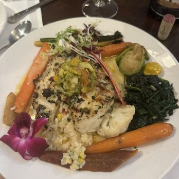 Wild Garlic Grill - Sea bass, risotto, carrots, spinach and a touch of amazingness from the happy cooks - French Near Me - Tucson, Arizona