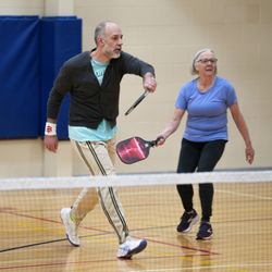 Tacoma Center YMCA - Active Older Adults Playing Doubles Pickleball