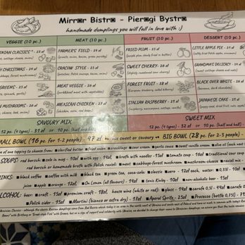 Mirror Bistro - Pierogi Bystro - Menu in English - Pierogis Near Me - Kraków, Massachusetts Mirror Bistro - Pierogi Bystro - Menu in English - Pierogis Near Me - Kraków, Massachusetts