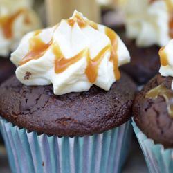 Hibiscus Dinners - Dessert: Double chocolate cupcake, mascarpone cream and caramel bourbon sauce.