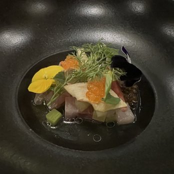 The Wolf's Tailor - Buckwheat used as a seasoning. Fish, Buckwheat ponzu, and apple - New American Near Me - Denver, Colorado The Wolf's Tailor - Buckwheat used as a seasoning. Fish, Buckwheat ponzu, and apple - New American Near Me - Denver, Colorado