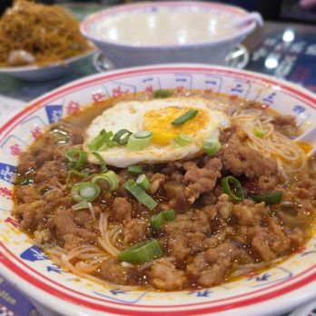 HK Macau Bistro - J. Spicy Minced Pork Vermicelli w/ Egg - Hong Kong Style Cafe Near Me - San Gabriel, California HK Macau Bistro - J. Spicy Minced Pork Vermicelli w/ Egg - Hong Kong Style Cafe Near Me - San Gabriel, California