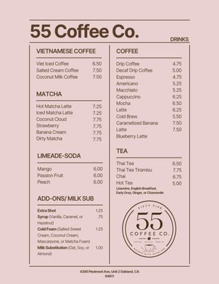 Menu photo 1 55 Coffee Piedmont, CA Menu photo 1 55 Coffee Piedmont, CA