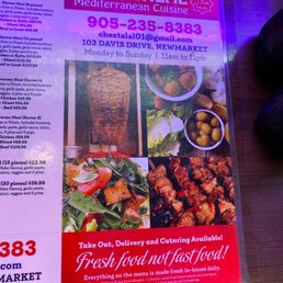 The menu is big, delicious, with list of options.