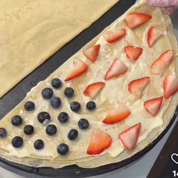 Mimi’s Famous Crepes - Lemon Dé La Cream- French cream cheese, strawberries, blueberries, raspberry sauce, & lemon glaze - Creperies Near Me - St. Augustine, Florida Mimi’s Famous Crepes - Lemon Dé La Cream- French cream cheese, strawberries, blueberries, raspberry sauce, & lemon glaze - Creperies Near Me - St. Augustine, Florida