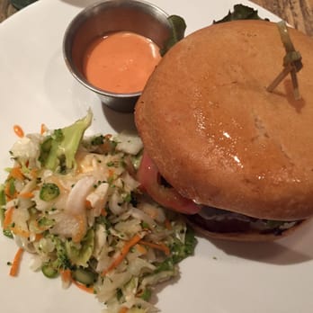 Little Beet Table - Top view of the burger. - New American Near Me - New York, New York