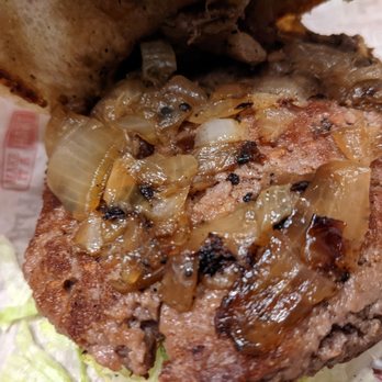 Habit Burger & Grill - A look inside the Original Impossible Burger. I requested grilled onions - Burgers Near Me - Long Beach, California
