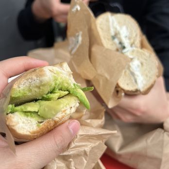 Bageletto - Plain bagel with avocado; everything bagel with scallion schmear - Bagels Near Me - San Francisco, California Bageletto - Plain bagel with avocado; everything bagel with scallion schmear - Bagels Near Me - San Francisco, California