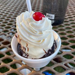 Timberlea Drive In - Hot fudge sundae chocolate vanilla twist