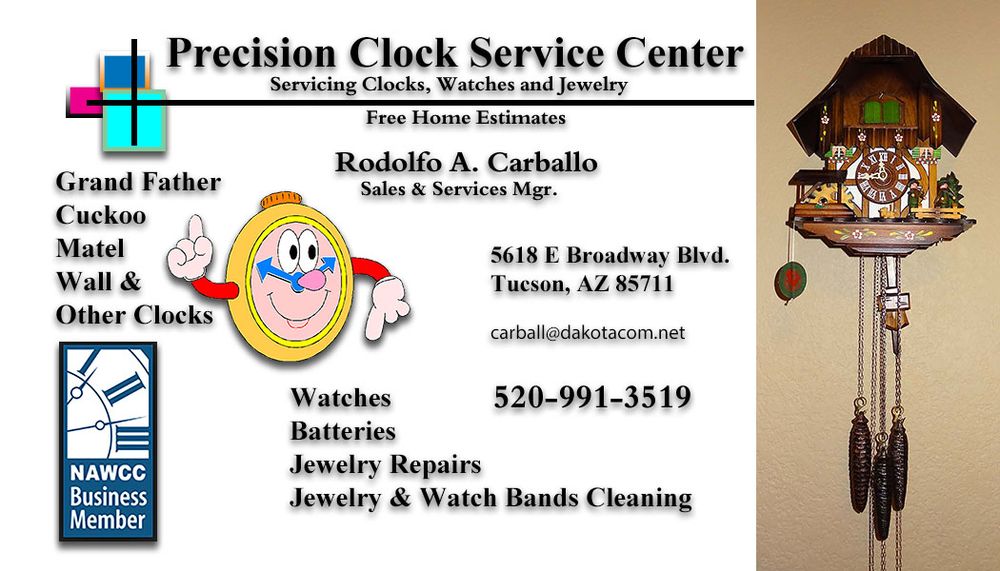 PRECISION CLOCK SERVICE CENTER Updated October 2024 5618 E Broadway