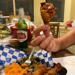 Jeffrey Youmans - A juicy drumstick wing! MMM. We chose sweet chili suave and it is mild w a little kick. Delicious.