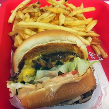 In-N-Out Burger - where's the beef? cheeseburger w/ grilled onions, chopped chilies and well done fries - Burgers Near Me - Placentia, California