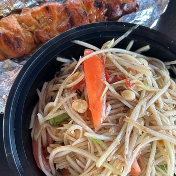Wat Thai - Papaya salad & chicken & pork skewers - Buddhist Temples Near Me - North Hollywood, California